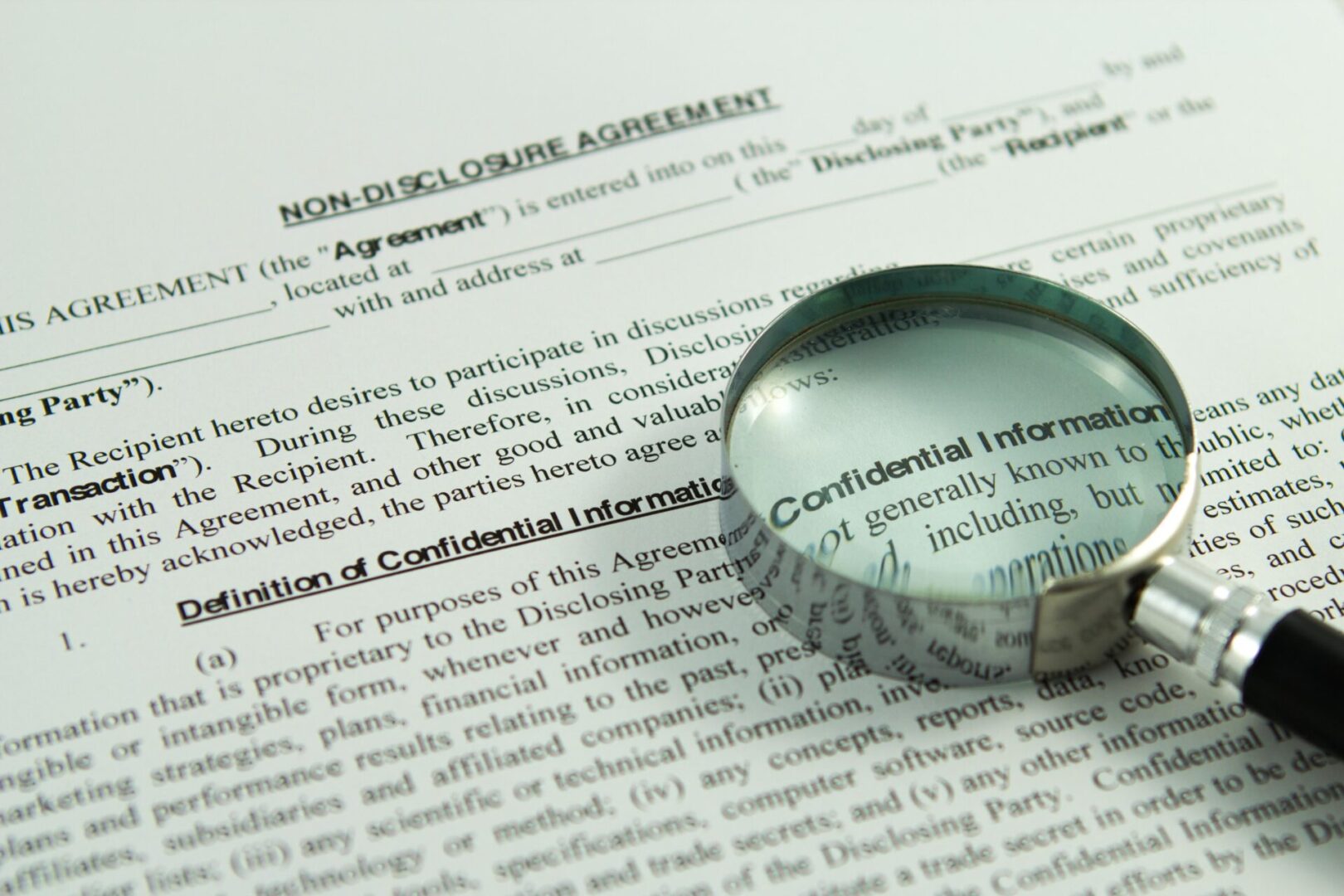 Non-disclosure agreement close examination